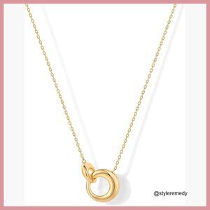 14K Gold Plated Dainty Interlock Pendant Necklace for Women